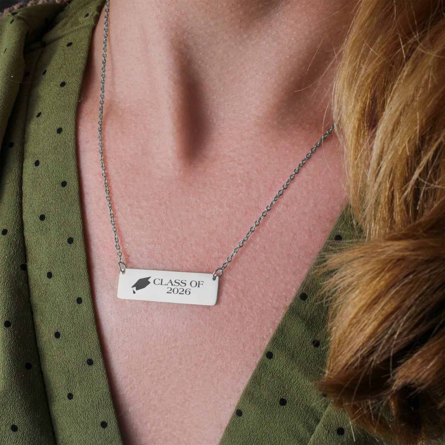 Class of 2026 Engraved Horizontal Bar Necklace