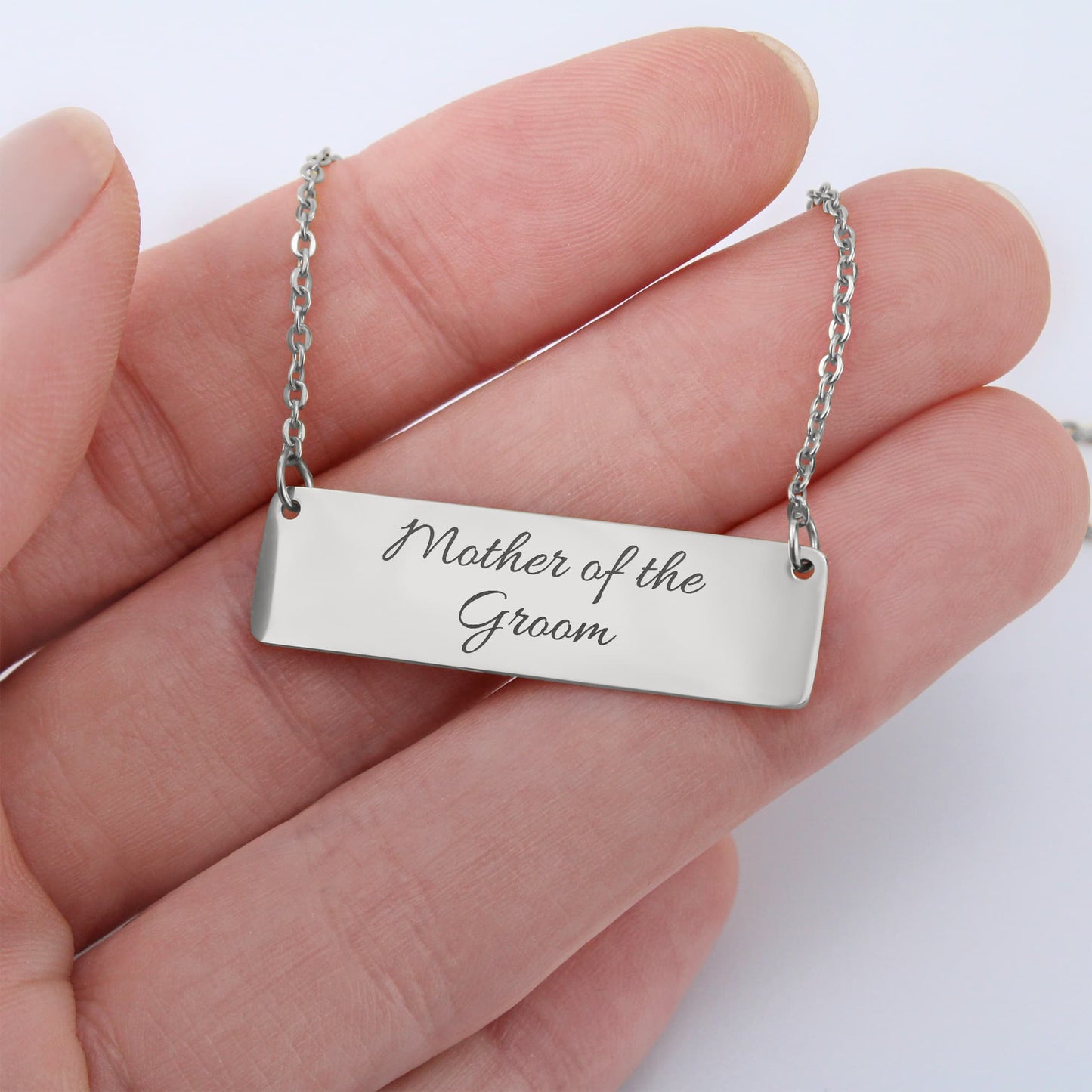 Mother of the Groom Engraved Horizontal Bar Necklace