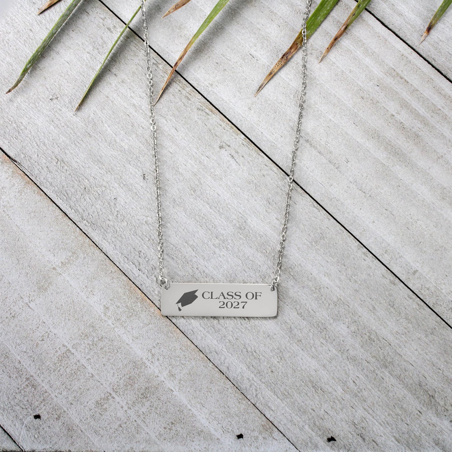 Class of 2027 Engraved Horizontal Bar Necklace