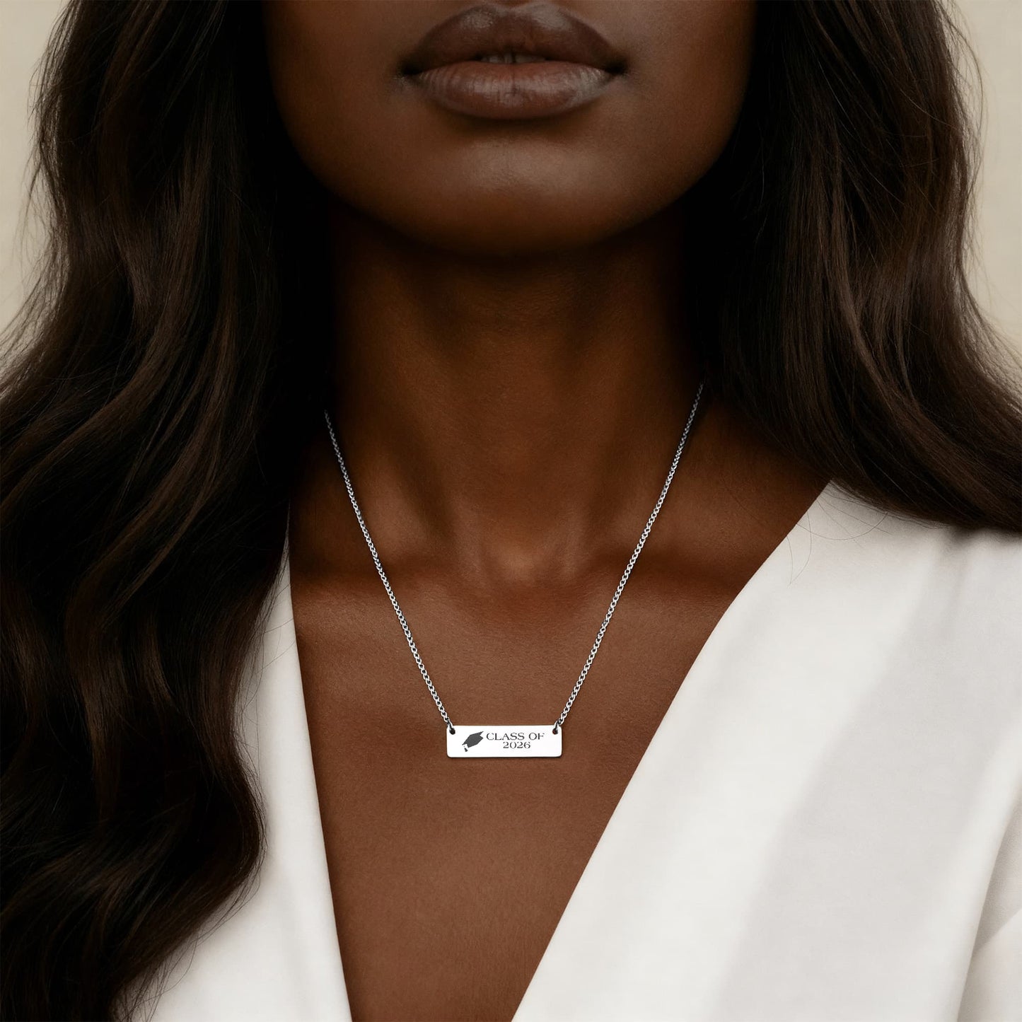 Class of 2026 Engraved Horizontal Bar Necklace