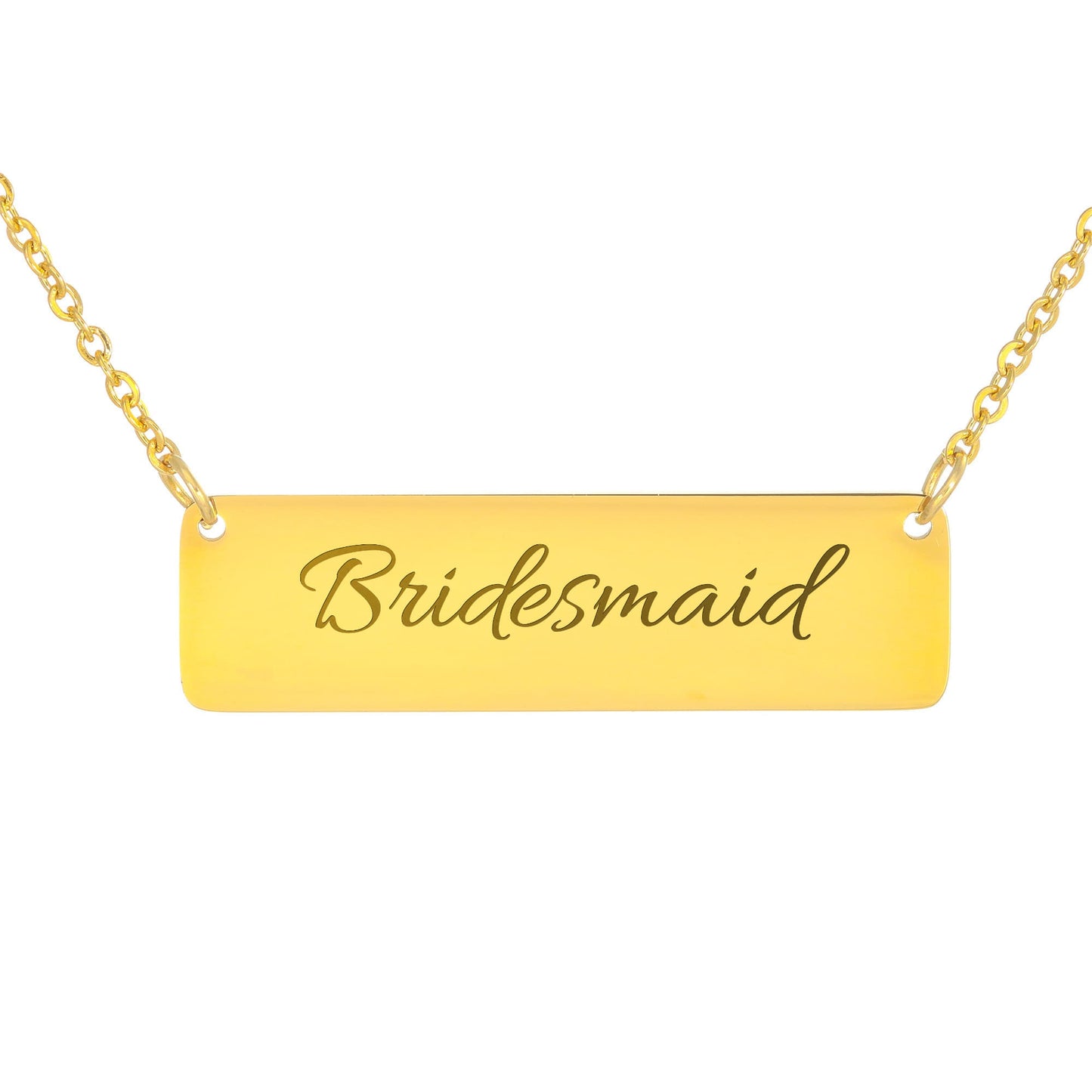Bridesmaid Engraved Horizontal Bar Necklace by Charm & Dazzle