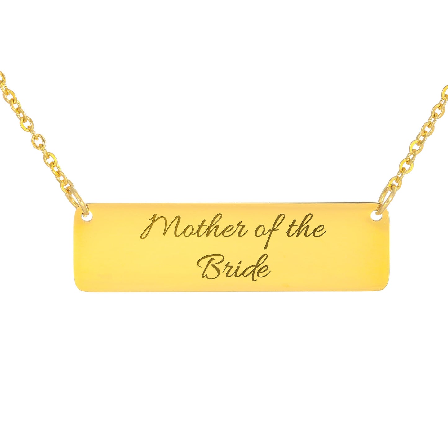 Mother of the Bride Engraved Horizontal Bar Necklace