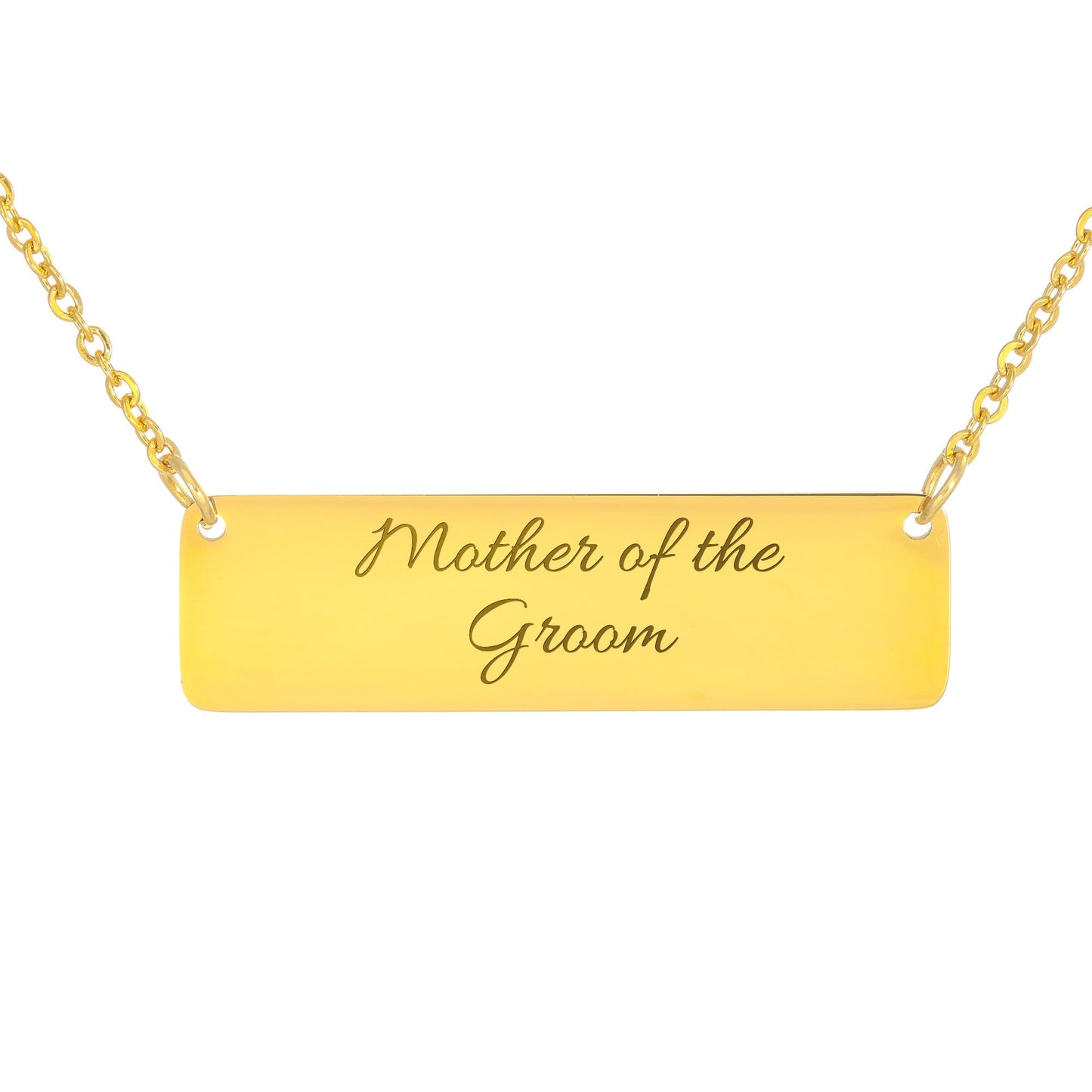 Mother of the Groom Engraved Horizontal Bar Necklace