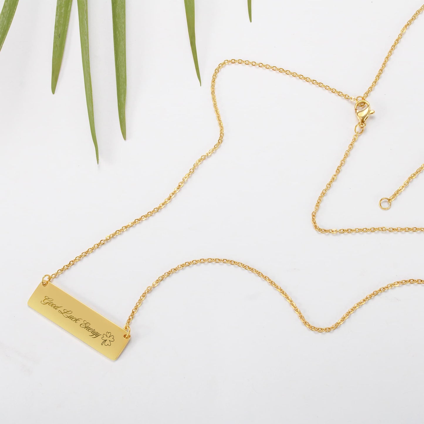 Charm & Dazzle Good Luck Energy Horizonal Bar Clover Necklace