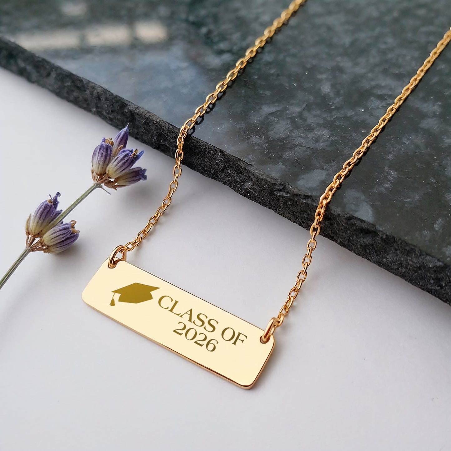 Class of 2026 Engraved Horizontal Bar Necklace