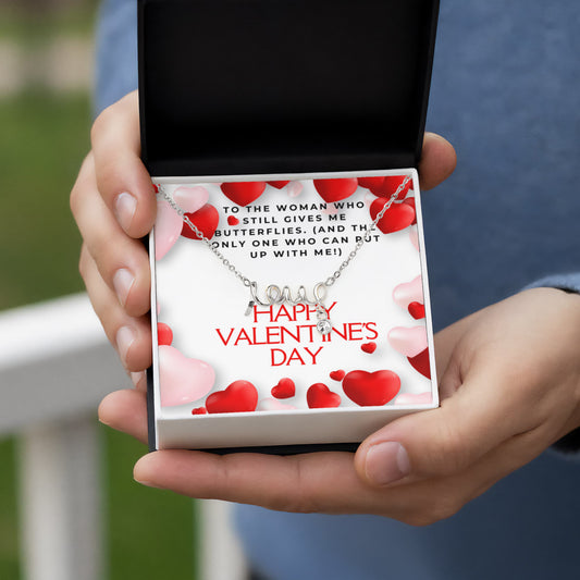 Still Giving Me Butterflies | Love Script Necklace | Witty Valentine's Gift for Her