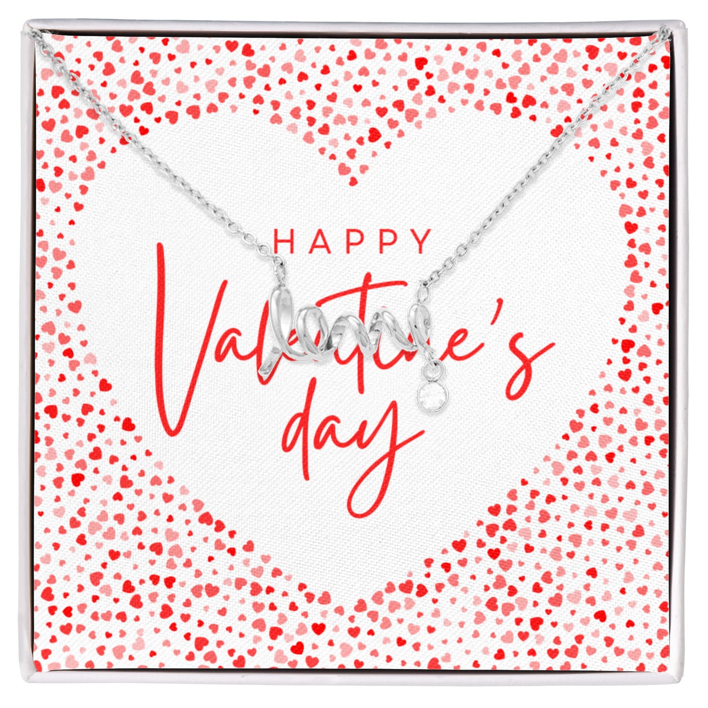 Valentine's Day Love Script Necklace | Romantic Hearts Edition | Gift Box for Her