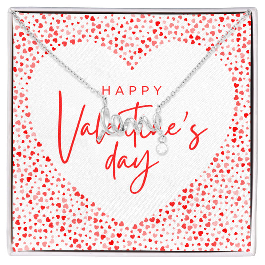 Valentine's Day Love Script Necklace | Romantic Hearts Edition | Gift Box for Her