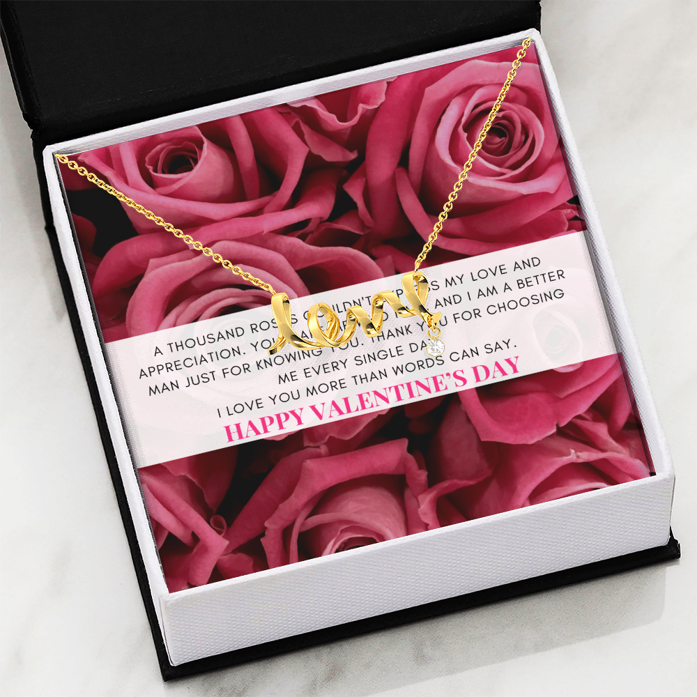 Love Script Signature Necklace | A thousand roses couldn't express my love | Valentine's Day Message
