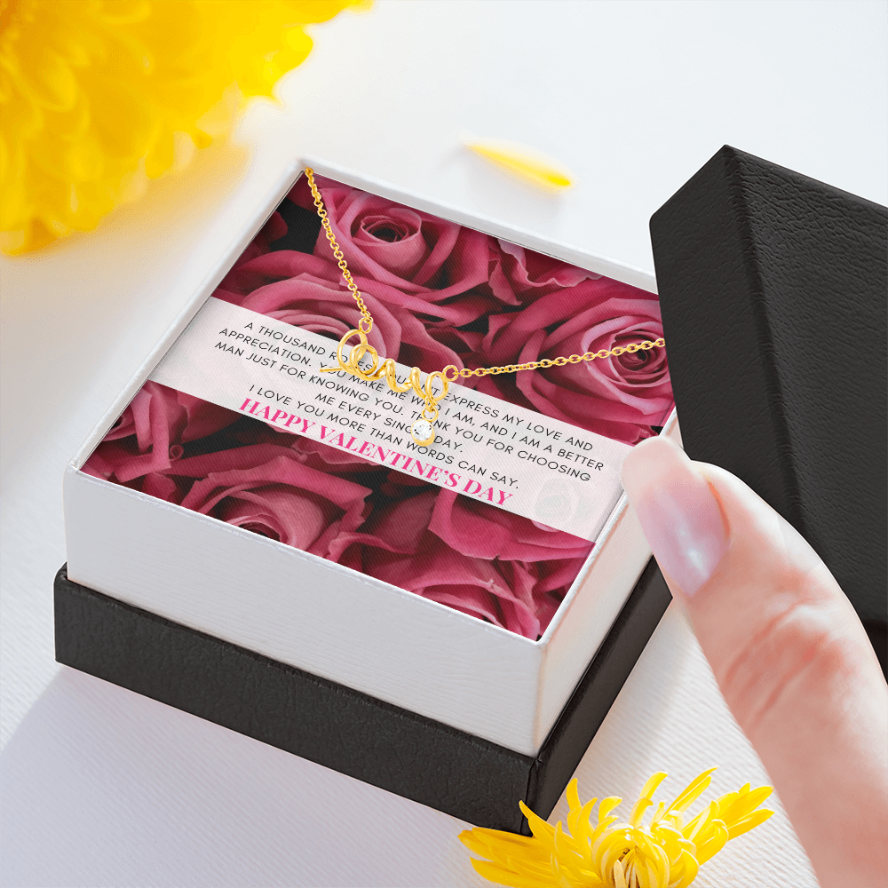 Love Script Signature Necklace | A thousand roses couldn't express my love | Valentine's Day Message