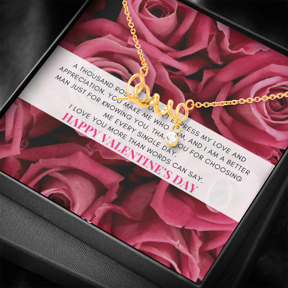 Love Script Signature Necklace | A thousand roses couldn't express my love | Valentine's Day Message