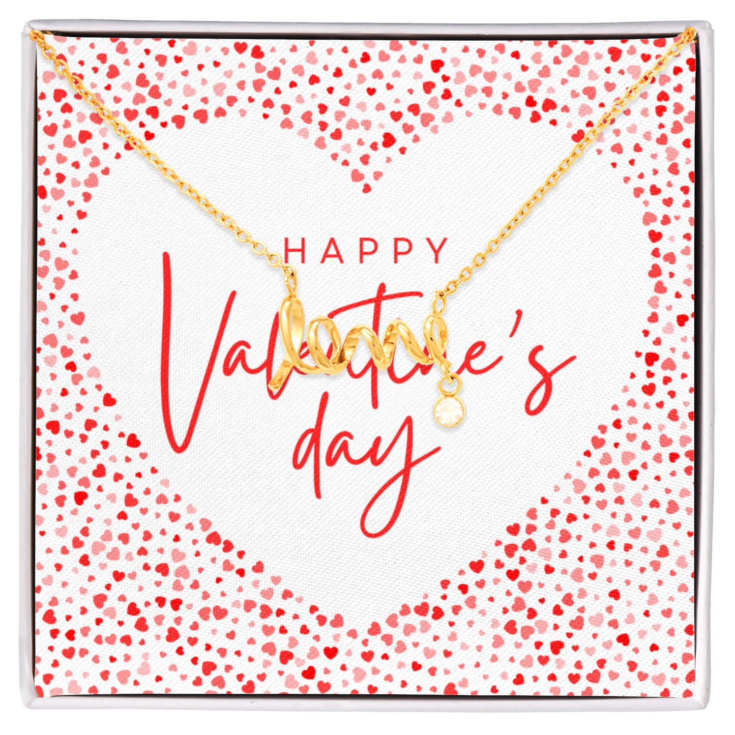 Valentine's Day Love Script Necklace | Romantic Hearts Edition | Gift Box for Her