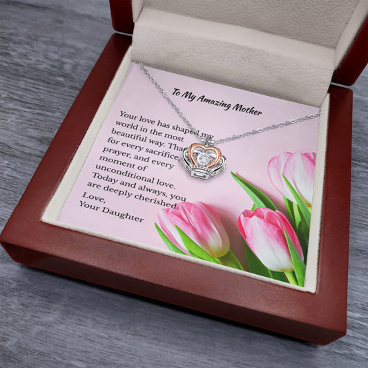 Any Occasion Daughter to Mother Gift | You are truly cherished | Crown Pendant Necklace