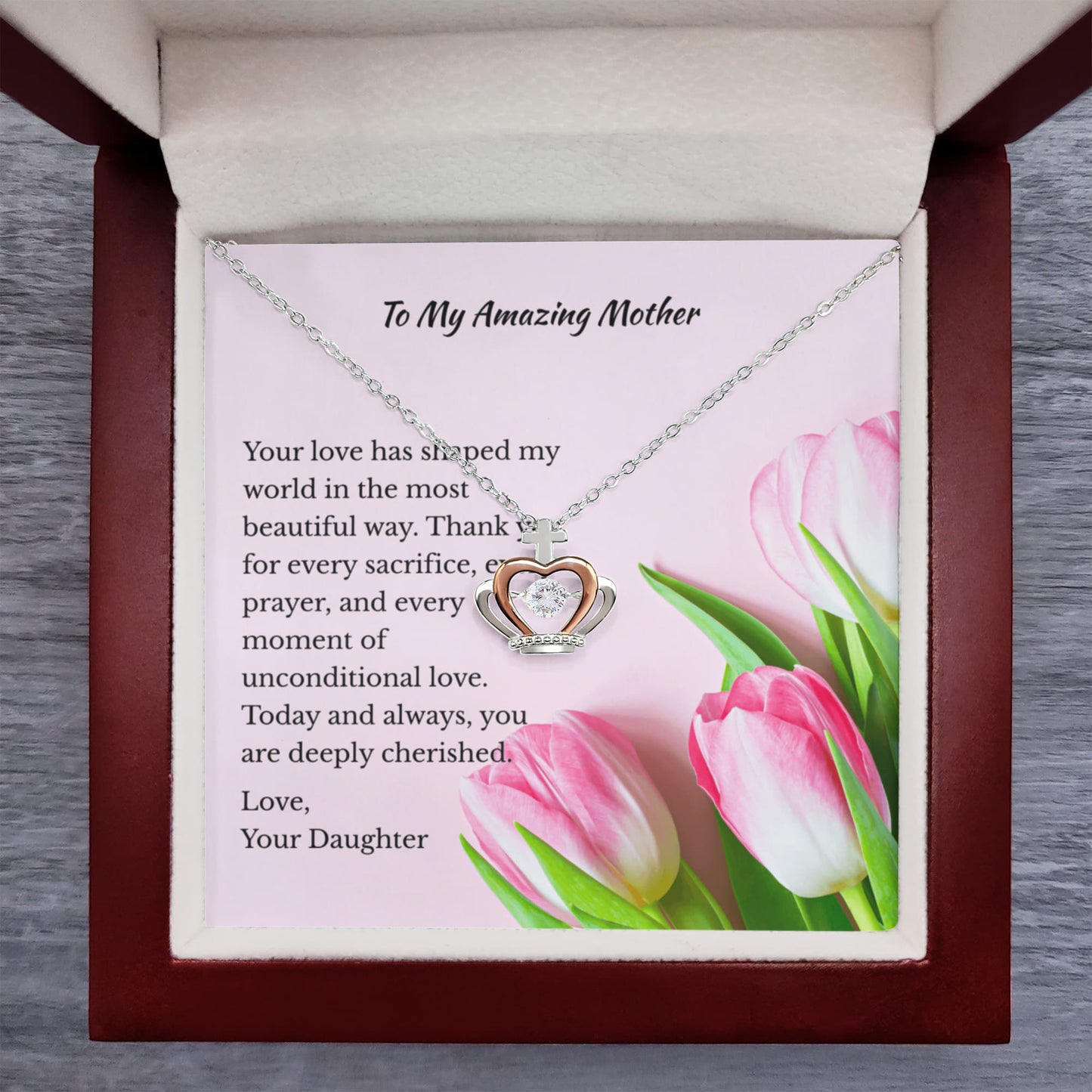 Any Occasion Daughter to Mother Gift | You are truly cherished | Crown Pendant Necklace