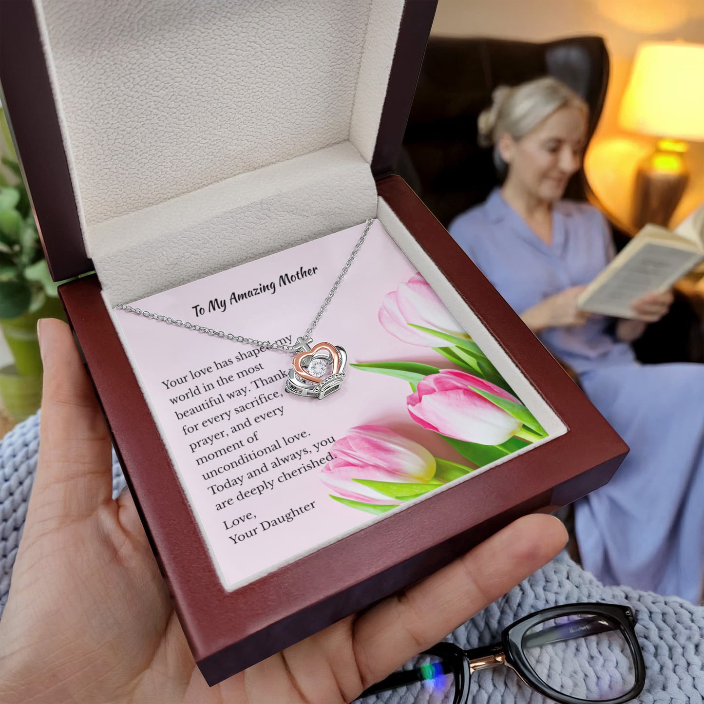 Any Occasion Daughter to Mother Gift | You are truly cherished | Crown Pendant Necklace