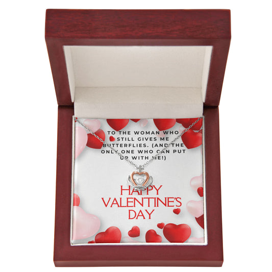 Funny Valentines Day Gift for Her | Butterfly Kisses  | Crown Pendant Necklace | Wife Parter Girlfriend