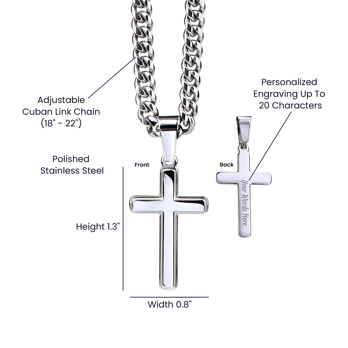 Happy Birthday Gift  | Cuban Link Chain with Artisan Cross | Card Message Jewelry Box