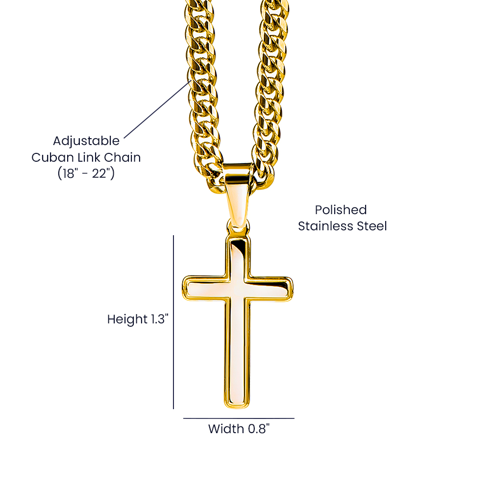 Happy Birthday Gift  | Cuban Link Chain with Artisan Cross | Card Message Jewelry Box