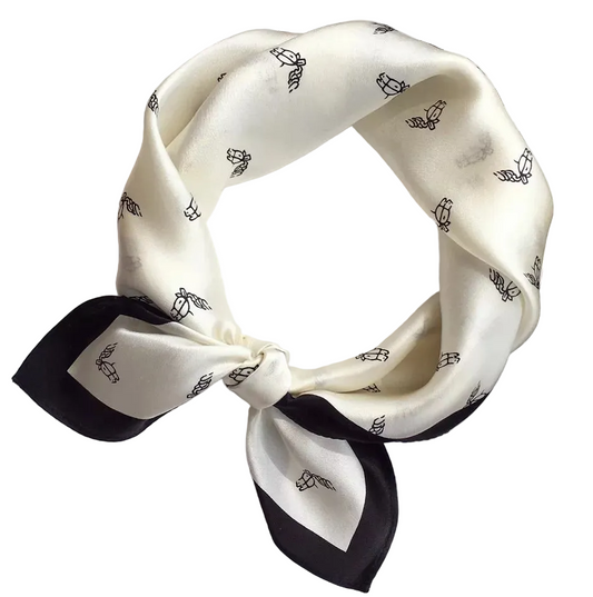 Noir Motif Silk Square Scarf