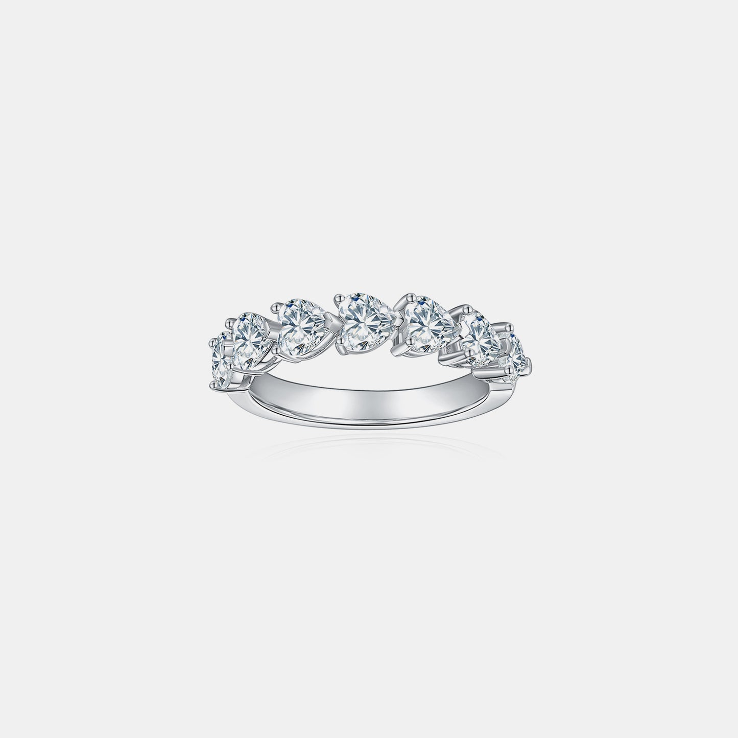 Eternal Heart Band with 2.1K Moissanite in 925 Sterling Silver