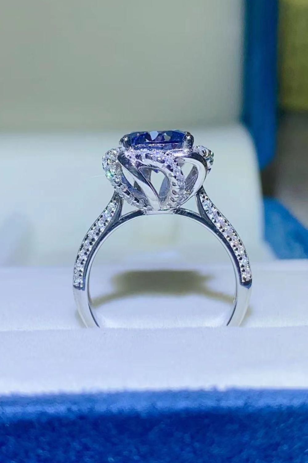Aurora Sky Moissanite & Platinum Plated Ring