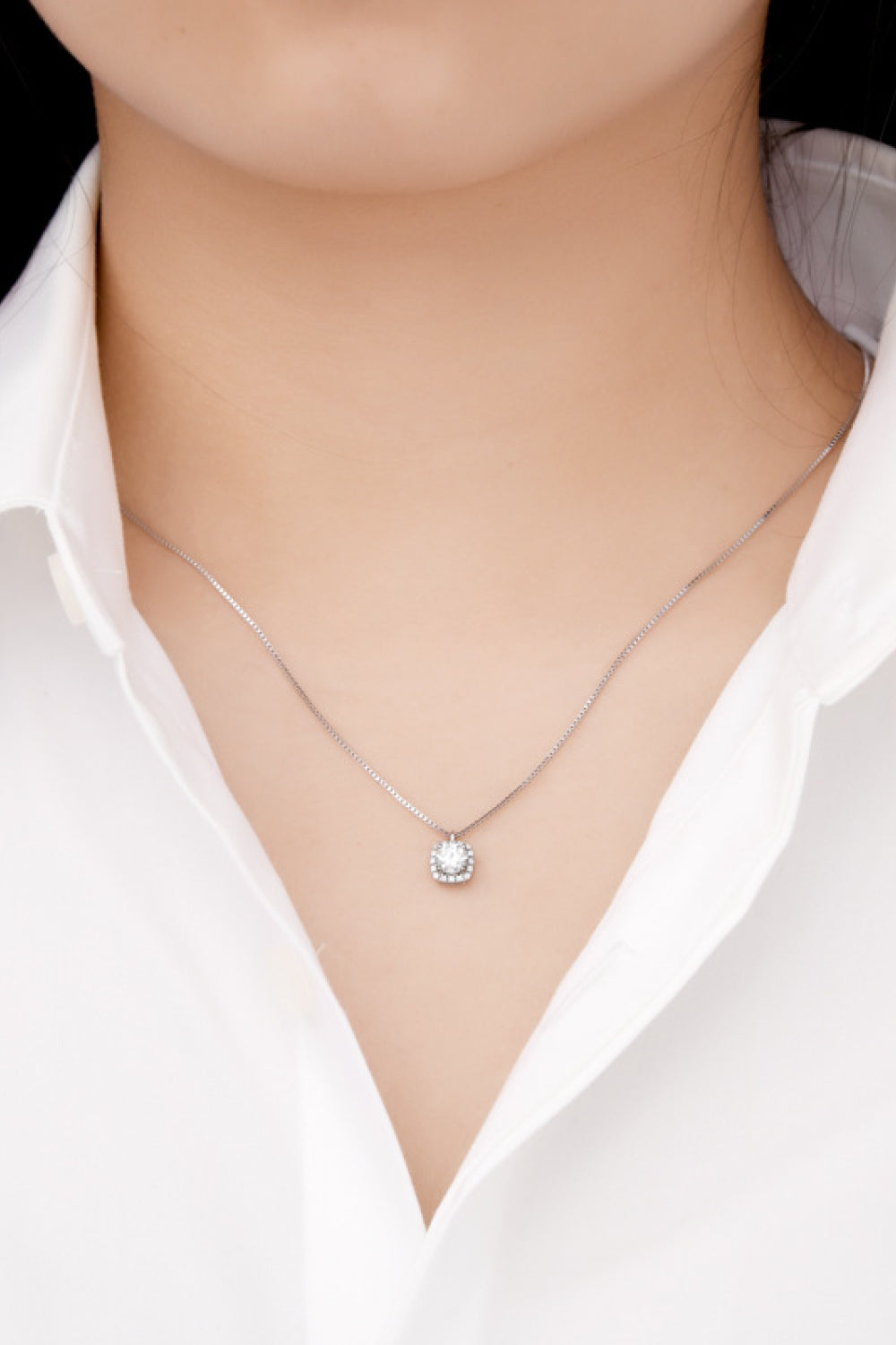 Luminous Moissanite Platinum-Plated Pendant Necklace