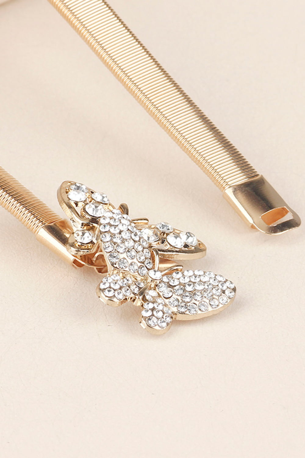 Mariposa & Rhinestone  Elastic Metal Belt