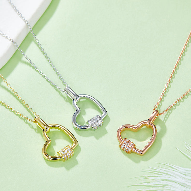 Light Heart Moissanite Pendant Necklace 925 Sterling Silver Heart Shape