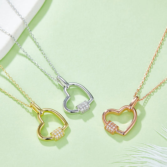 Light Heart Moissanite Pendant Necklace 925 Sterling Silver Heart Shape