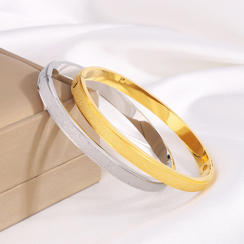 Frosted Bangle Bracelets in Titanium Steel