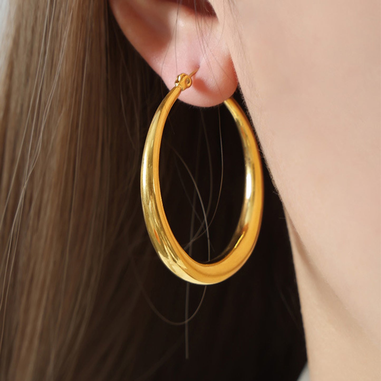 18K Gold-Plated Round  Hoop Earrings