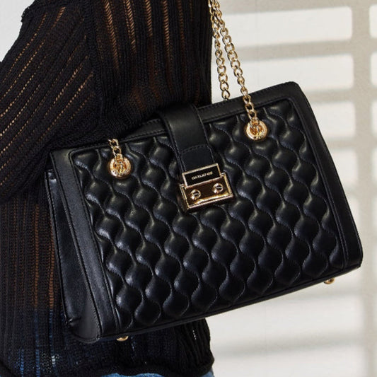 Opaque Shadow Box Leather Handbag