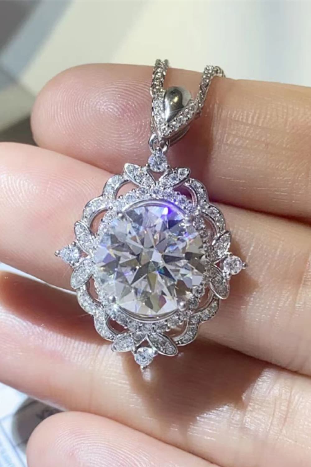 Dynasty 5K Moissanite Necklace Platinum Plated