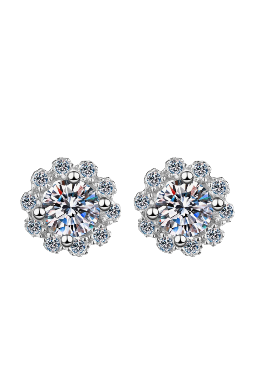 Darling Floral Studs Moissanite Flower-Shaped Earrings
