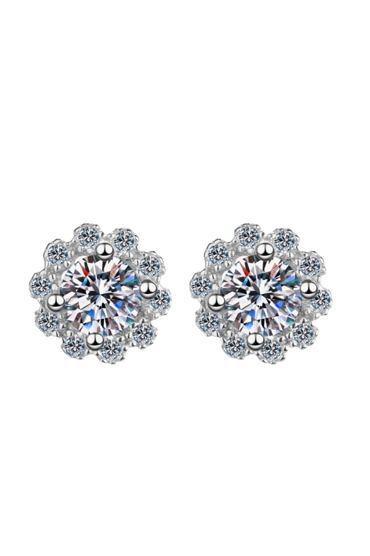 Darling Floral Studs Moissanite Flower-Shaped Earrings