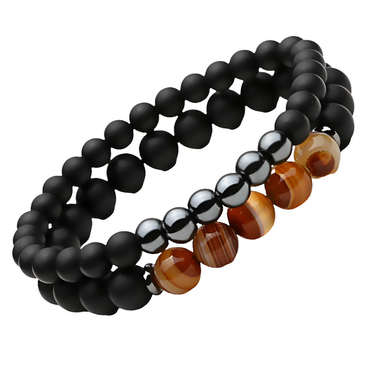 Black Mantra 2 piece Natural Stone Bracelet