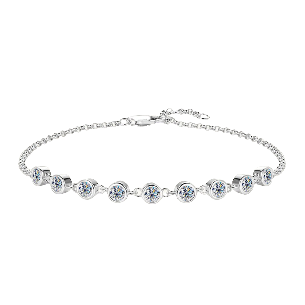 S925 Sterling Silver Bracelet with Inlaid Moissanite