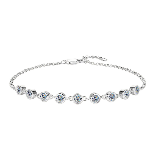 S925 Sterling Silver Bracelet with Inlaid Moissanite
