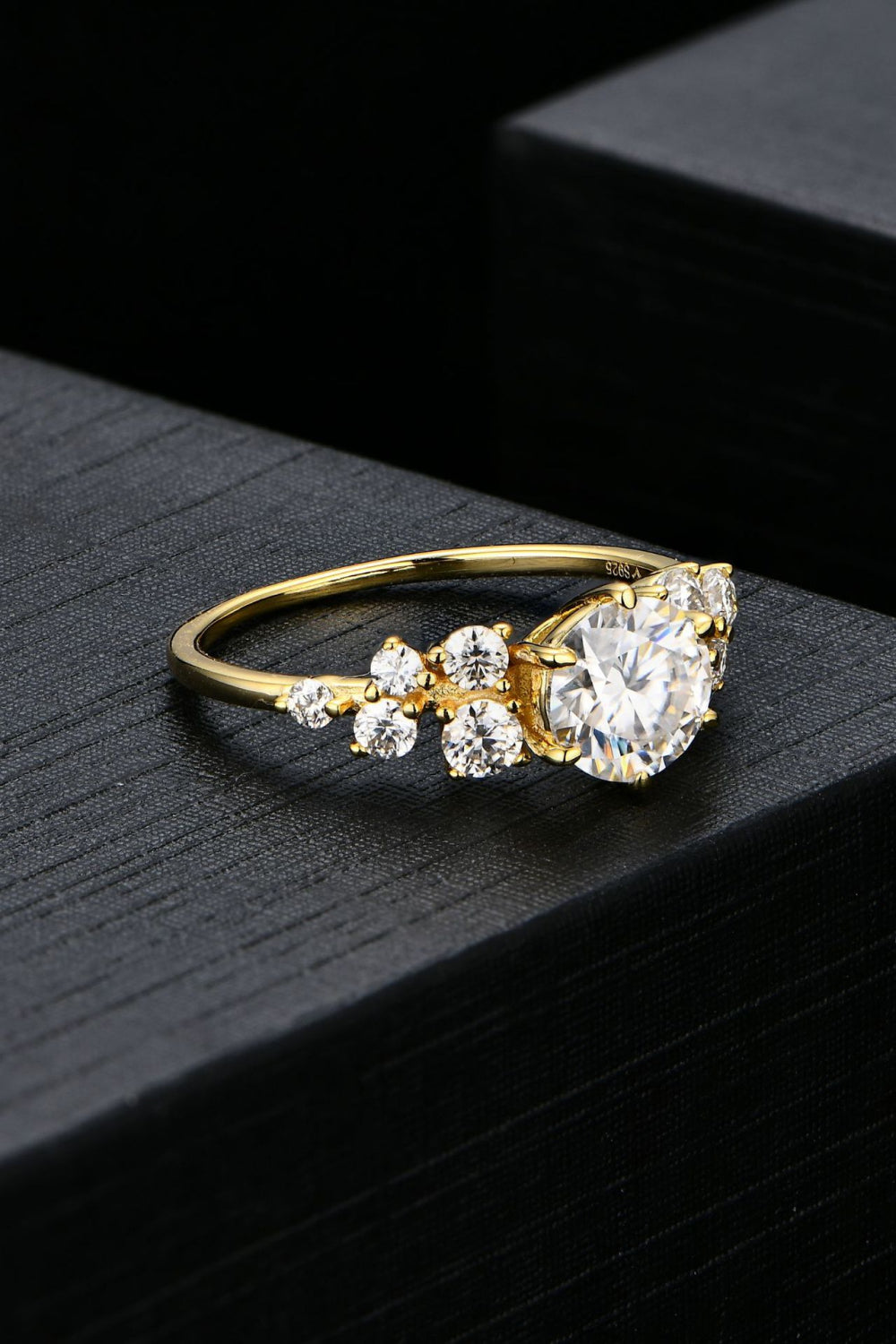 Golden Crest Moissanite Ring 925 Sterling Silver with 14K Gold Plating
