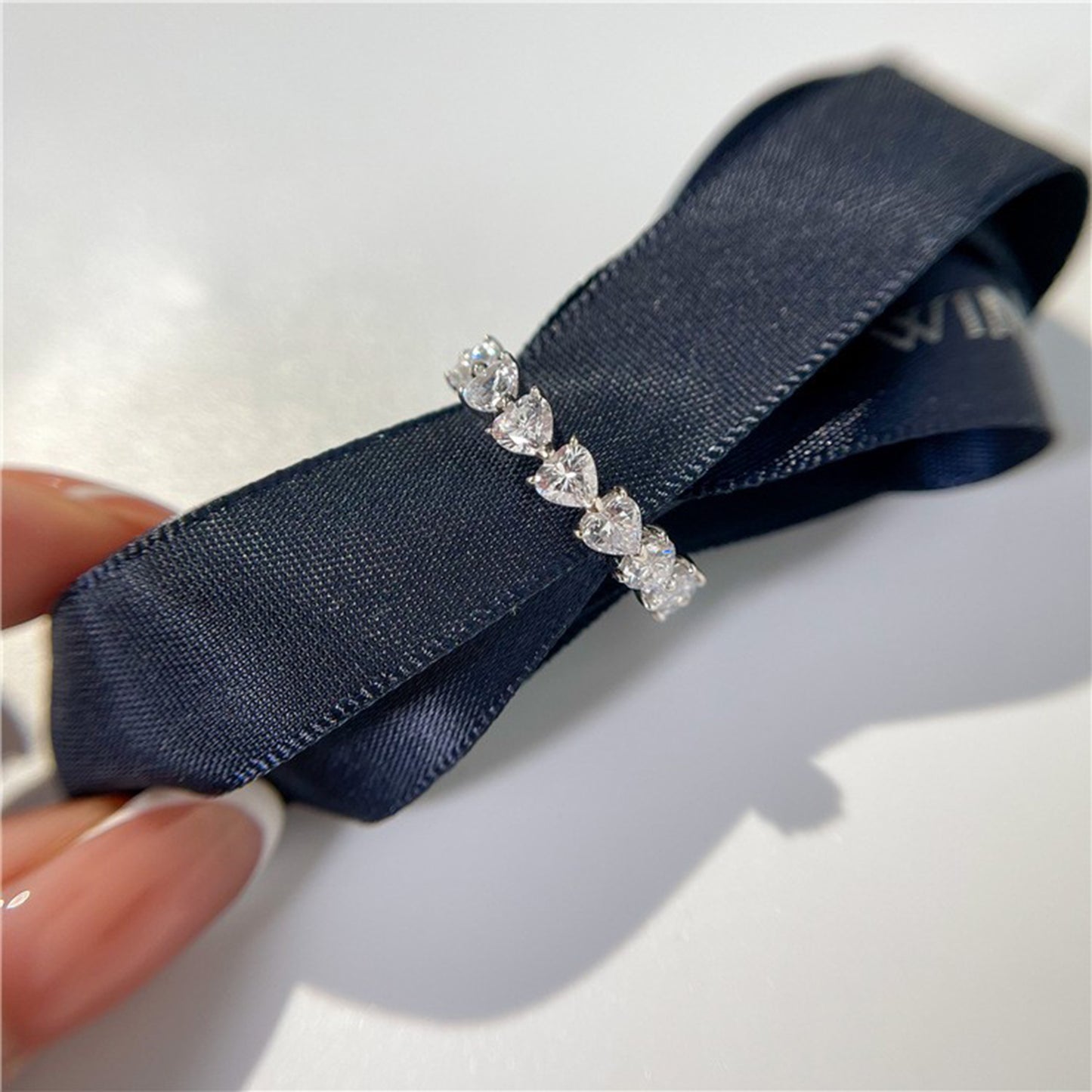 Eternal Heart Band with 2.1K Moissanite in 925 Sterling Silver