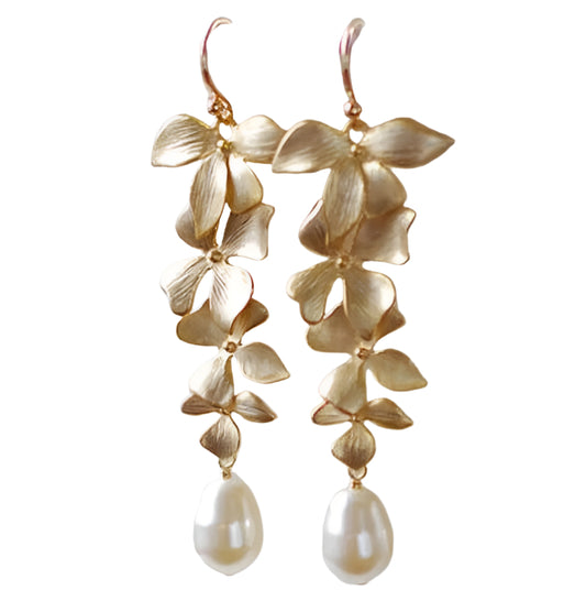 Cutesy Faux Pearl Floral Earrings