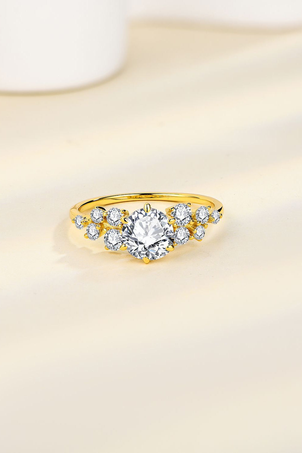 Golden Crest Moissanite Ring 925 Sterling Silver with 14K Gold Plating