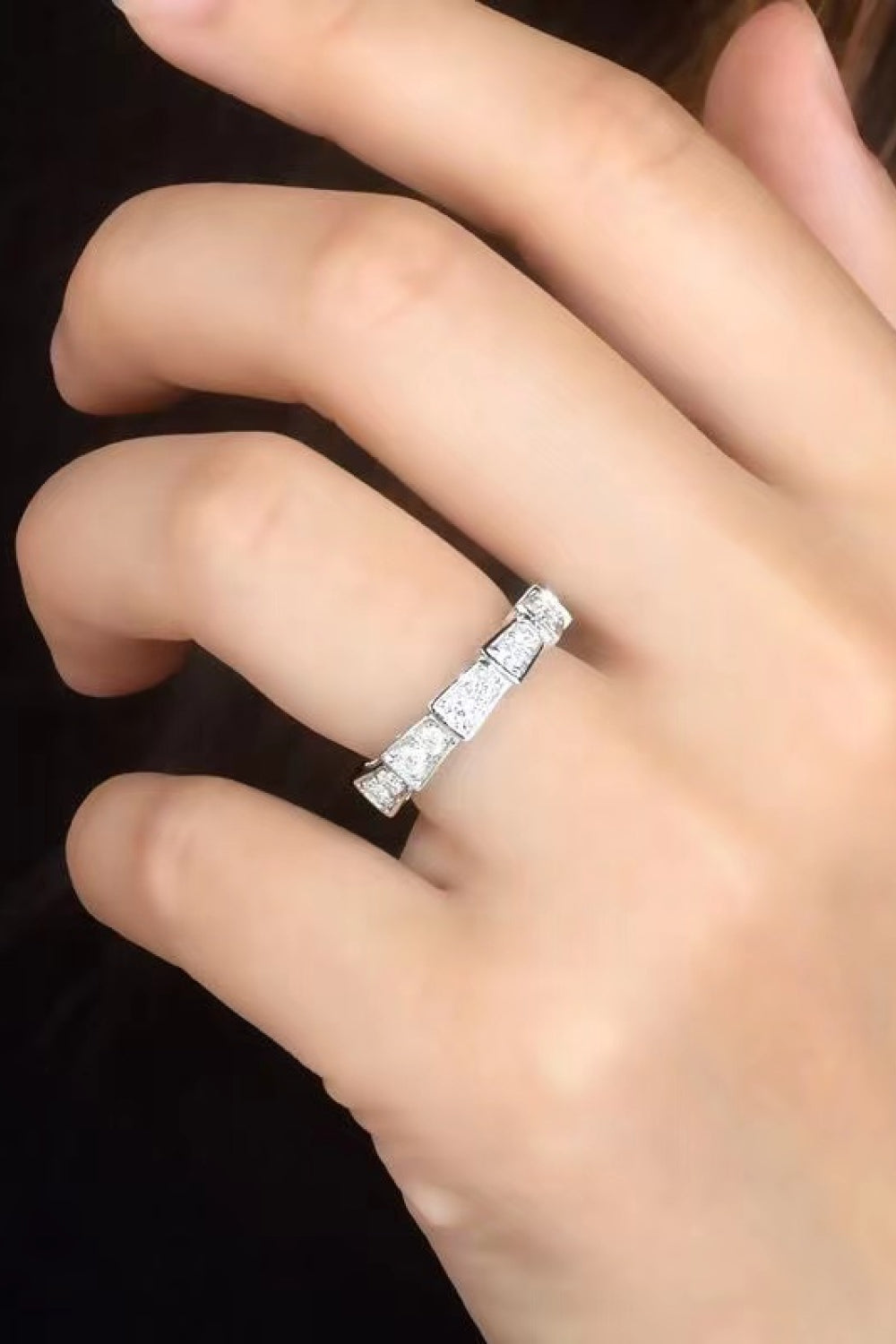 3K Moissanite Platinum-Plated Eternity Band