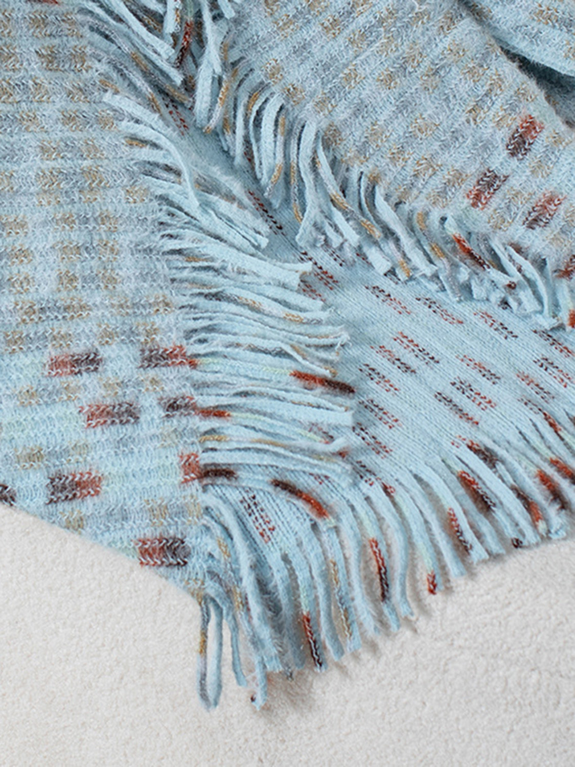 Soft Tones Fringe Open Front Poncho