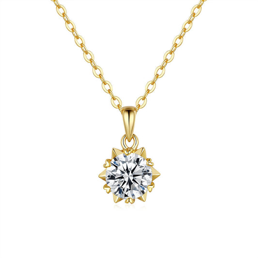 Classic Round Cut Pendant Necklace 925S 1K Moissanite