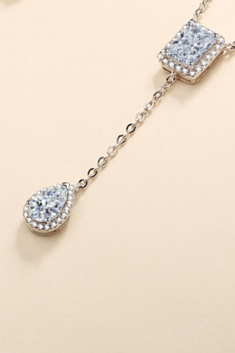 Lariat 3 Carat Moissanite Pendant Necklace in 925 Sterling Silver