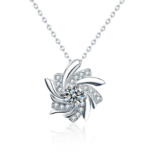 S925 Sterling Silver Pinwheel Necklace