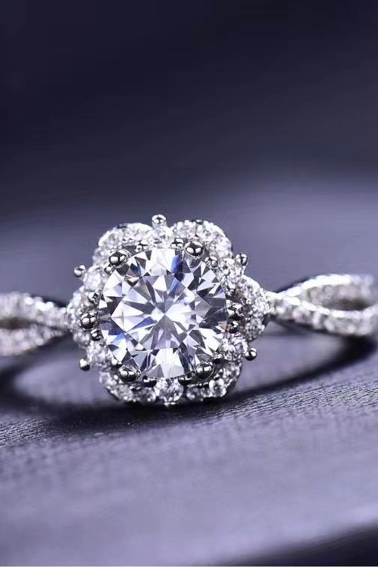 Blooming Tea Rose Moissanite Ring