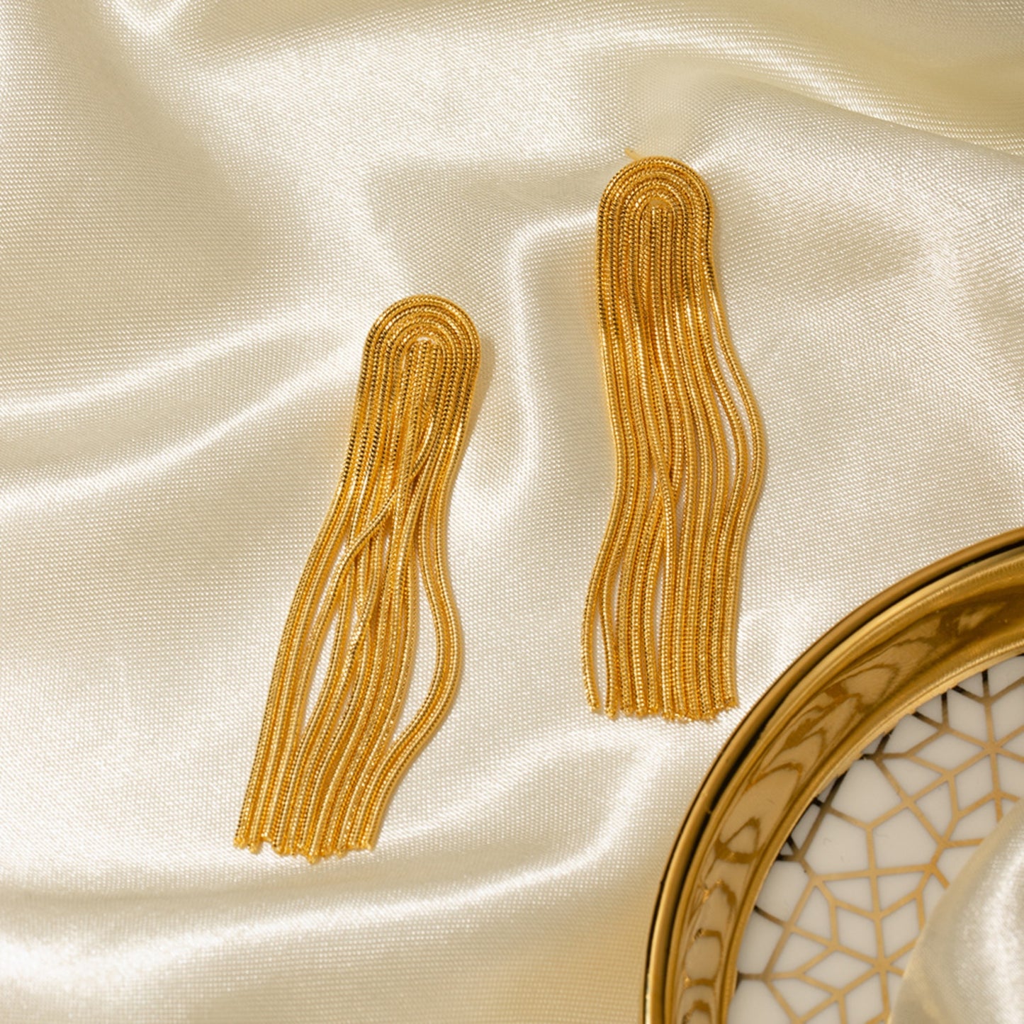 Golden Tassel Dangle Earrings