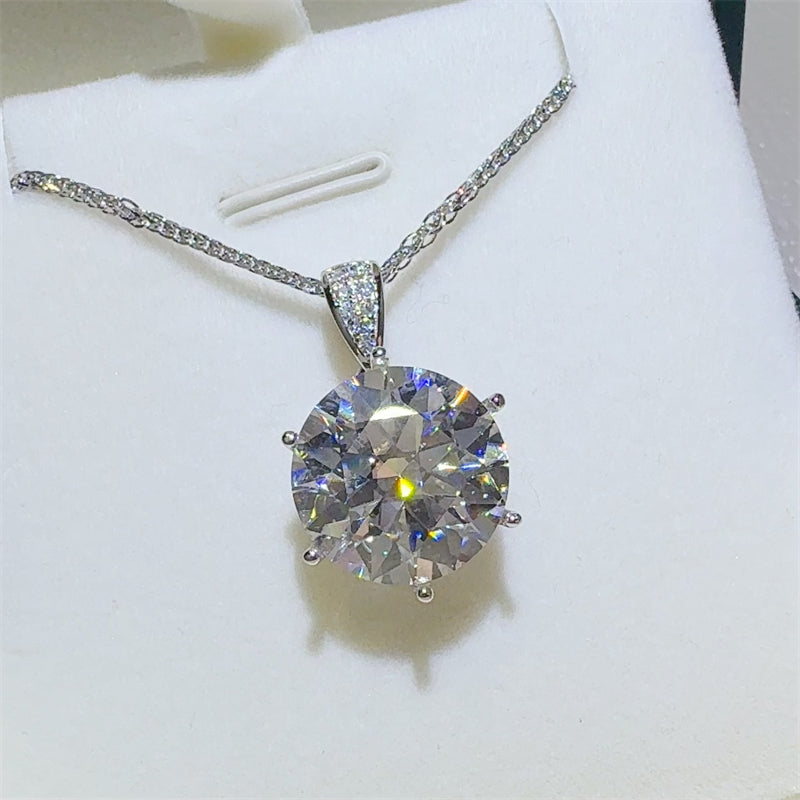 Holy Grail 10 Carat Moissanite Pendant Necklace 925 Sterling Silver Platinum Plated